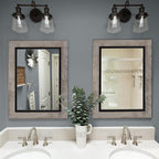 YOSHOOT Rustic Wooden Framed Wall Mirror, Natural Wood and Iron Bathroom Vanity - Image 4