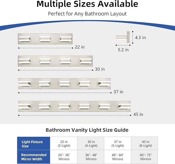 SOLFART Bathroom Vanity Lights Brushed Nickel LED Lighting, LED Bathroom Light - Image 6
