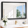 Bathroom Mirror, 42 x 30 Inch Brushed Black Rectangle Mirror, 0.6" Thickened by WelcometoCIVENO