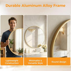 OLIXIS 20 Inch Gold Round Bathroom Wall Mirror, Round Bathroom Mirrors - Image 3