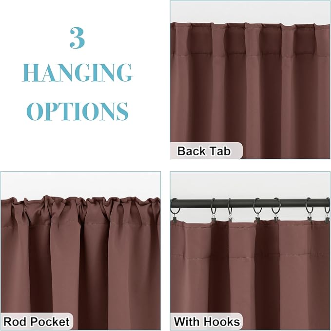 RYB HOME Blackout Curtains for Bedroom, Small Windows Shades Thermal Insulating - Image 2