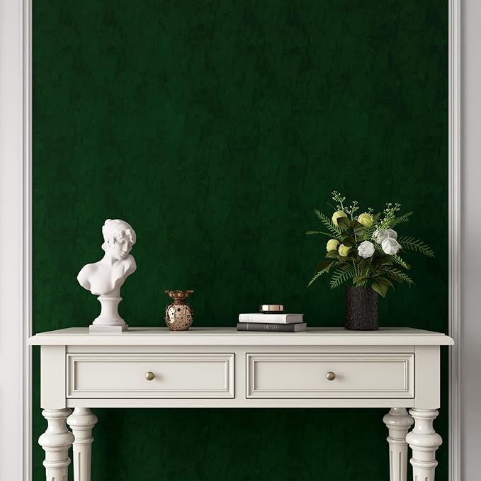YENHOME Self Adhesive Green Felt Fabric Wallpaper Peel and Stick 30"X200" Green - Image 2