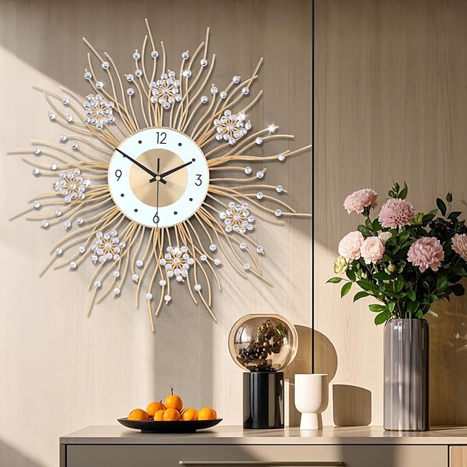 SIN&MI Large Wall Clocks, Silent Sunflower Shape Chic Decorative Wall Clock - Image 5