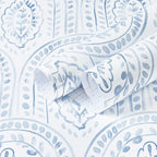 EeeComing Blue Peel and Stick Wallpaper Boho Wall Paper Peel and Stick Modern by EeeComing