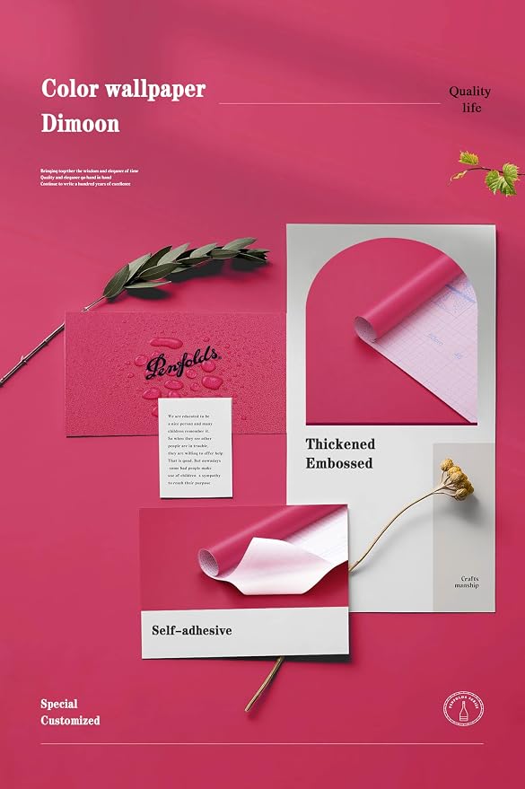 Dimoon 393''x17.7'' Pink Peel and Stick Wallpaper Contact Paper Modern Self - Image 4