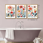 KISSFOX Framed Colorful Wildflower Canvas Wall Art Set Of 3 Flowers Pictures - Image 6