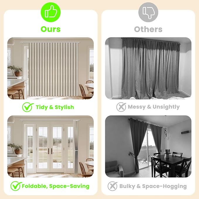 AJAZZ Blackout Accordion Door Curtain 98"x106" Cream White - Image 2