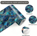 Blue Geometric Mosaic Wallpaper Border 196x4 Inch Peel and Stick Wall Border - Image 9