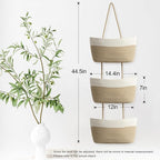 TeoKJ Over the Door Hanging Basket, 3-Tier Woven Cotton Wall-Mounted Storage - Image 3