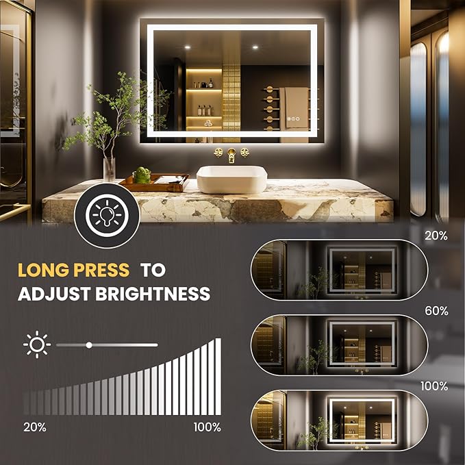 LOAAO 50"x34" LED Bathroom Mirror - Image 3