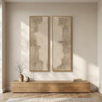 Long Narrow Framed Neutral Abstract Vertical Wall Art Set of 2, Oversized - Image 5