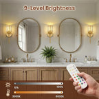 Crystal Battery Operated Wall Sconces, Brushed Gold Rechargeable Wireless Wall - Image 6