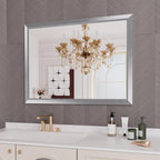 Amorho 48X36 Inch Bathroom Mirror Silver, Thick Metal Framed Wall Mirrors by Amorho