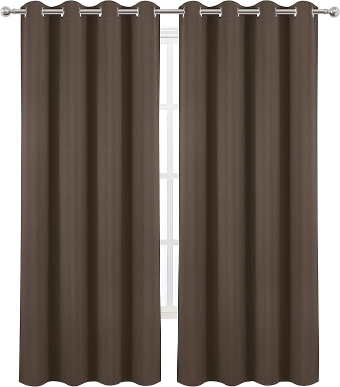 LEMOMO Chocolate Brown Thermal Blackout Curtains/52 x 84 Inch/Set of 2 Panels - Image 2