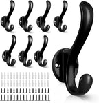 8 Pack Coat Hooks Wall Mount Heavy Duty Utility Retro Double Hooks by PEOIAOY