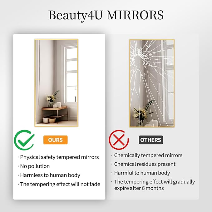 Beauty4U 71" x 32" Large Full Length Mirror - Image 3