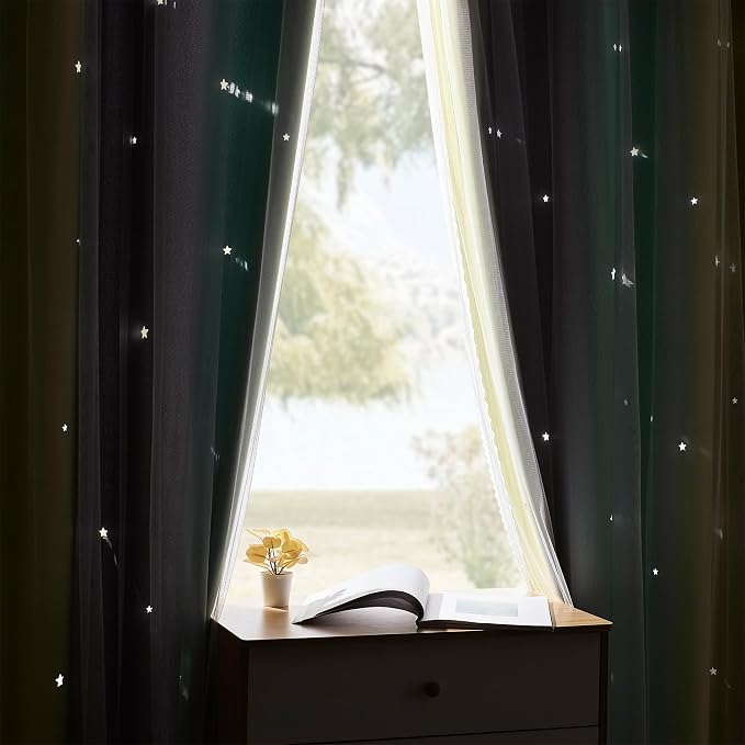 XiDi Curtains for Bedroom Decor, Rainbow GreenYellowGrey52/90/1 - Image 6