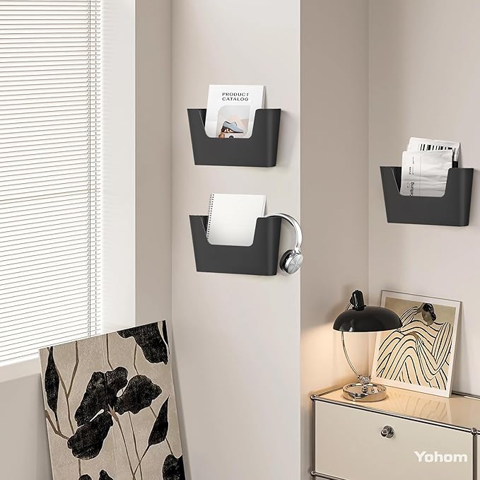 YOHOM Adhesive File Holder Plastic Document Folder Door No Drilling Mount Mail - Image 5