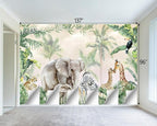 Tropical Animal Plants wallpeper Nursery Kids Bedroom Elephant wall Mural - Image 4