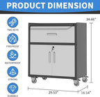 Metal Storage Cabinet with Wheels, Rolling Tool Cabinet with Adjustable Shelve - Image 3
