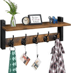 Homode Wall Hooks with Shelf, Wood Coat Rack with Shelf Wall-Mounted, Entryway by Homode