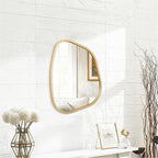 Asymmetrical Accent Mirror for Wall Irregular Oval Wood Frame Modern Unique - Image 2