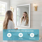 White Wood Effect Framed Wall Mirror, 24x32 Rectangle Mirror, Anti-desilvering - Image 3