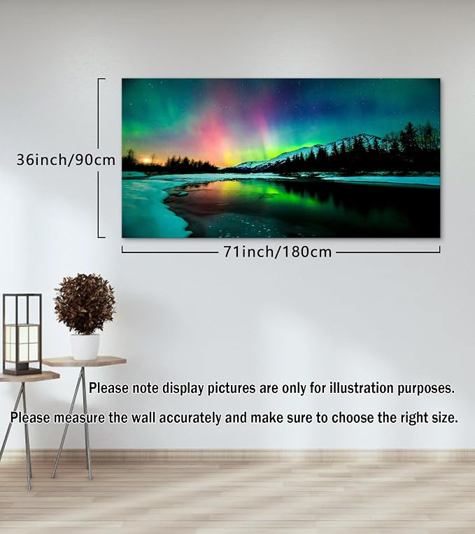 Cao Gen Decor Art S01998 Wall Art Aurora scenery Painting on Canvas Stretched - Image 3