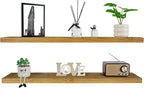 BGMG Wood Floating Shelves for Wall 42 inch Set of 2, Rustic Wooden Wall Mount by BGMG