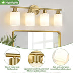 Zarbitta 4-Light Bathroom Light Fixtures, Brushed Gold Modern Vanity Lights - Image 5