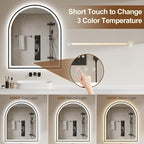 Arched LED Mirror for Bathroom 30"x36", 3 Color Changing, Shatterproof - Image 5
