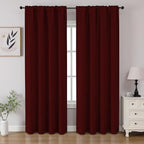CUCRAF Burgundy Red Blackout Curtains 108 inch Length 2 Panels Set, Rod Pocket by CUCRAF