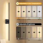 Wall Sconces Set of Two with Remote Control, 39.4 in Dimmable Black Battery - Image 3