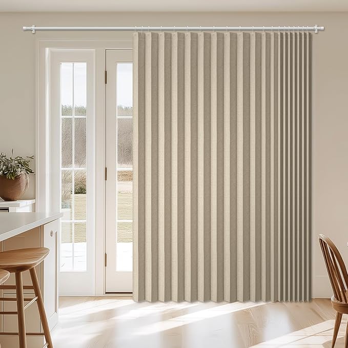 AJAZZ Blackout Accordion Door Curtain 98"x78" Cream Yellow by AJAZZ