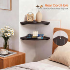 Gieanoo Floating Corner Shelves Set 2 10inch Walnut Solid Oak Rounded Corner - Image 5