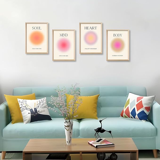 Framed 4 colorful abstract halo posters angel number positive energy - Image 5