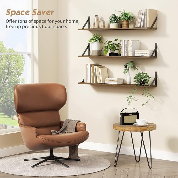 Forbena Floating Book Shelves for Wall Set of 3, 36 Inches Long Wall Bookshelf - Image 6