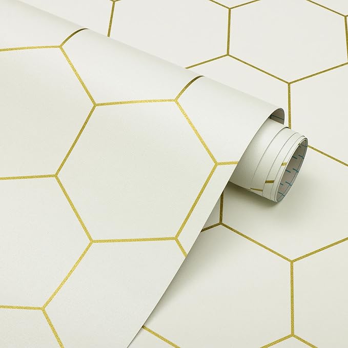Beige and Gold Wallpaper Geometric Peel and Stick Wallpaper by Fiula