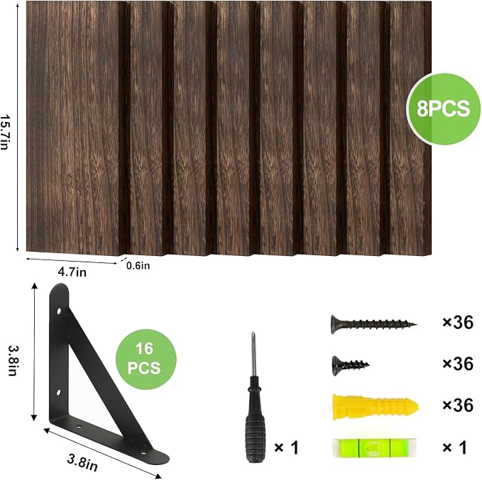 Fixwal Floating Shelves, Width 4.7in Rustic Wood Wall Shelves Set of 8 - Image 4