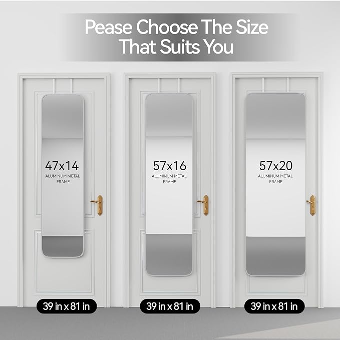 SCWF-GZ 47x14 Mirror Rectangle Full Body Length Door Hanging Wall Mounted - Image 7