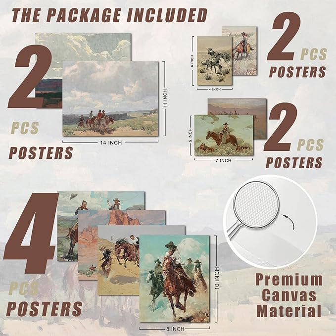 Uniro Western Decor Vintage Western Cowboy Wall Art, Farmhouse Wall Decor - Image 2