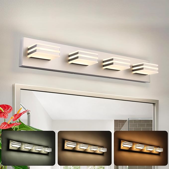 4-Light LED Brushed Nickel Vanity Lights by BrightUpHomeWithLight