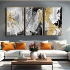 YJYart Gold Wall Art Abstract Wall Art Living Room Decor Black and White Canvas - Image 6