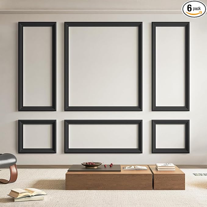 Art3d Pre-Cut Wall Molding Set of 6 pcs, Ready-to-Assemble Wainscoting Panels by Art3d
