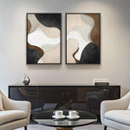 Framed Neutral Abstract Minimalist Wall Art Set of 2, Modern Canvas Prints - Image 4