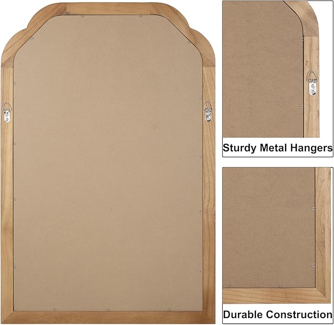 Wood Bathroom Mirror for Wall, 36 x 24 Inch Large Decorative Wall Mirror - Image 4