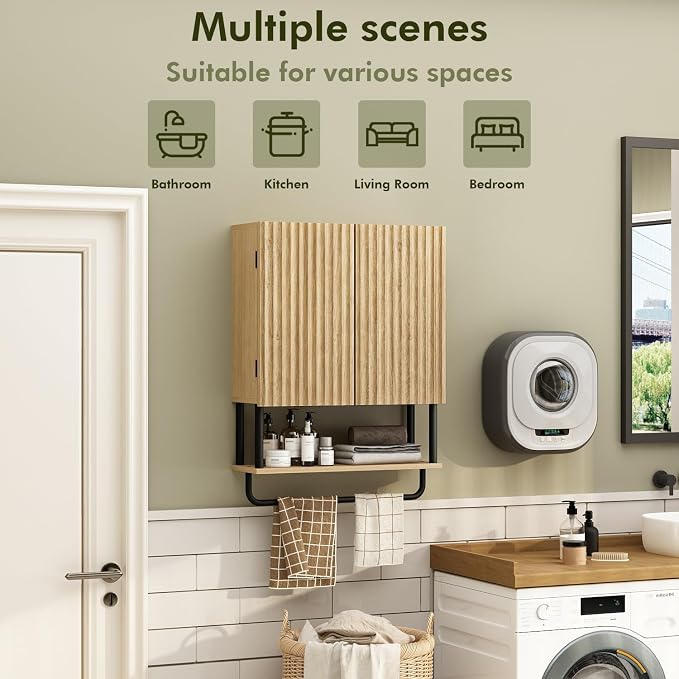 RUSTOWN Fluted Bathroom Wall Cabinet - Image 4