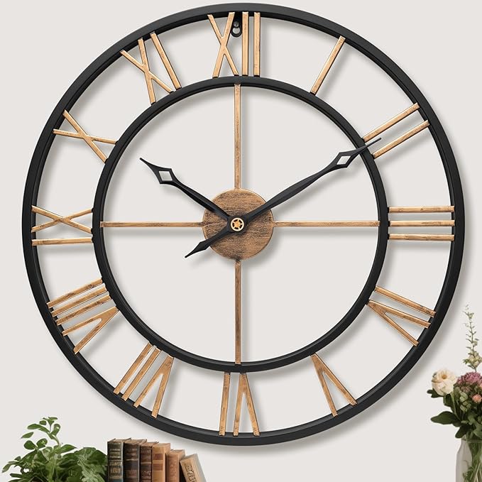 24 Inch Large Wall Clocks for Living Room Decor, Big Roman Numerals Vintage by Unknown