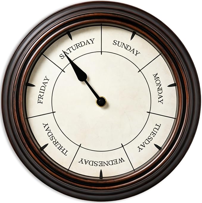 12-Inch Day of Week Wall Clock, Decorative Retirement Clock Gift by HYLANDA