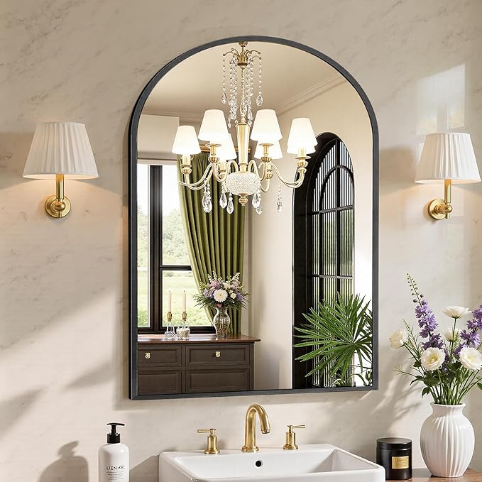 Sweetcrispy 38"x30" Arched Black Bathroom Mirrors by Sweetcrispy